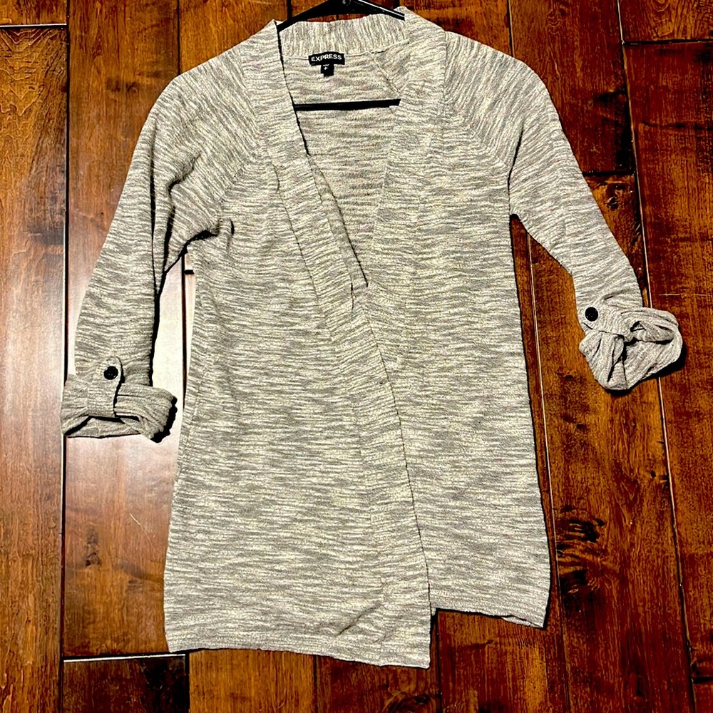 EXPRESS Grey and white quarter sleeve cover up.